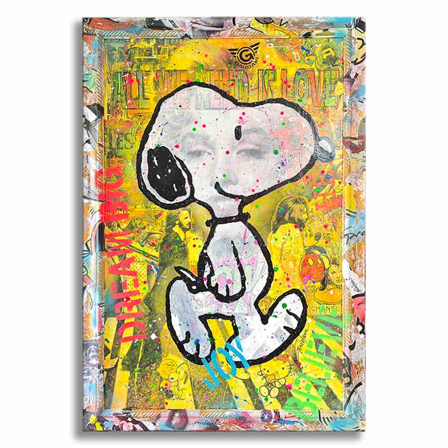 Snoopy Conducteur prudent - Peinture originale sur toile