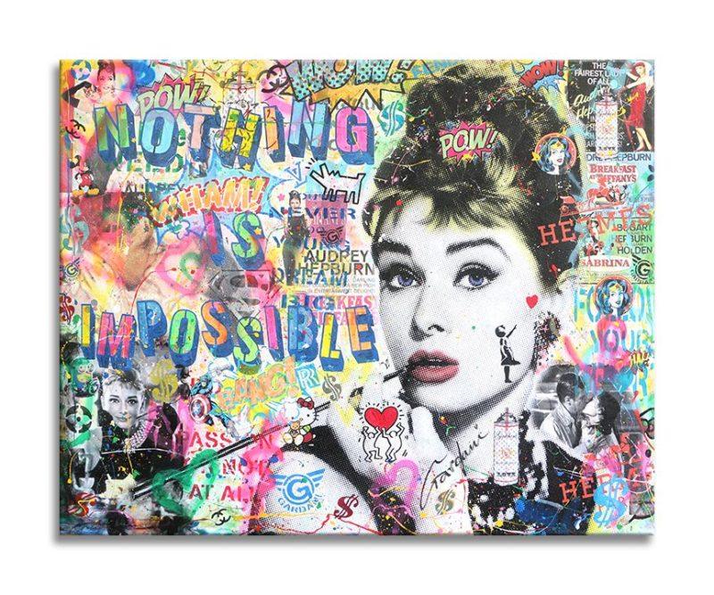 Audrey Hepburn Rien n'est impossible 1 - Peinture originale sur toile