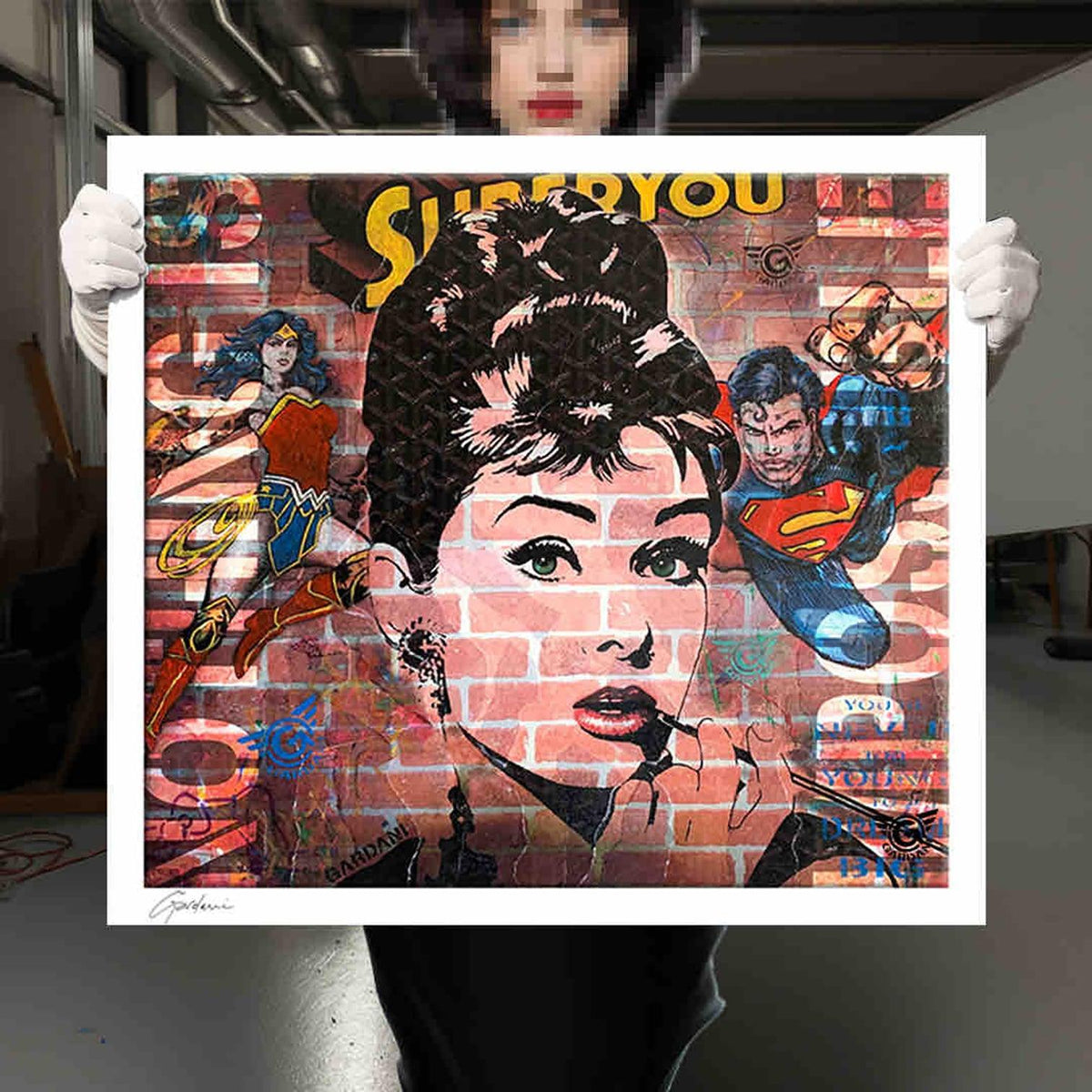 Audrey Wonder Woman - Giclee Print on Canvas or Paper