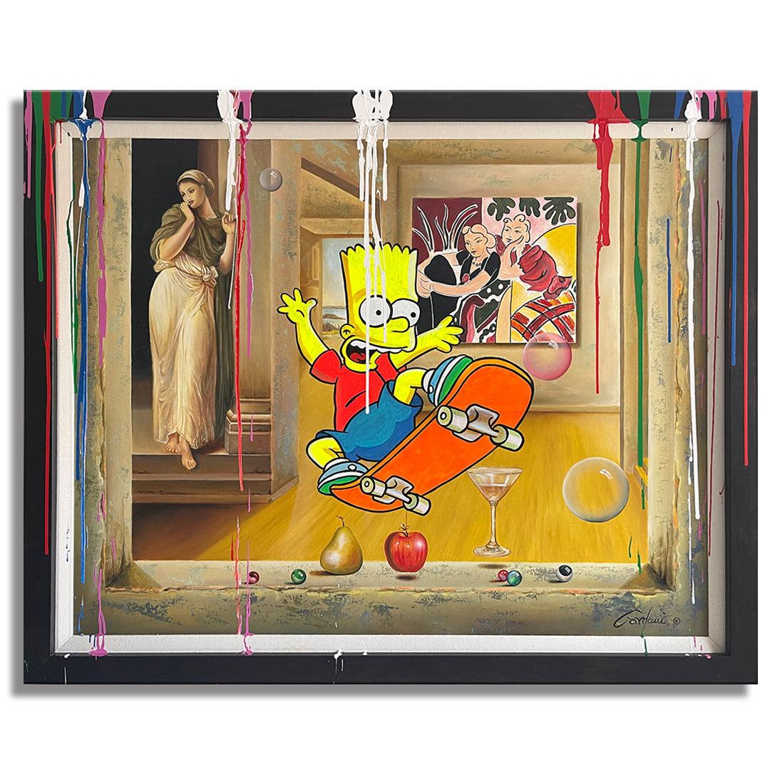 Bart escaping from the Conversation - Original Painting on Canvas