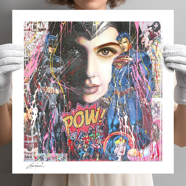 Batman Superman Beauty - Giclee Print on Canvas or Paper
