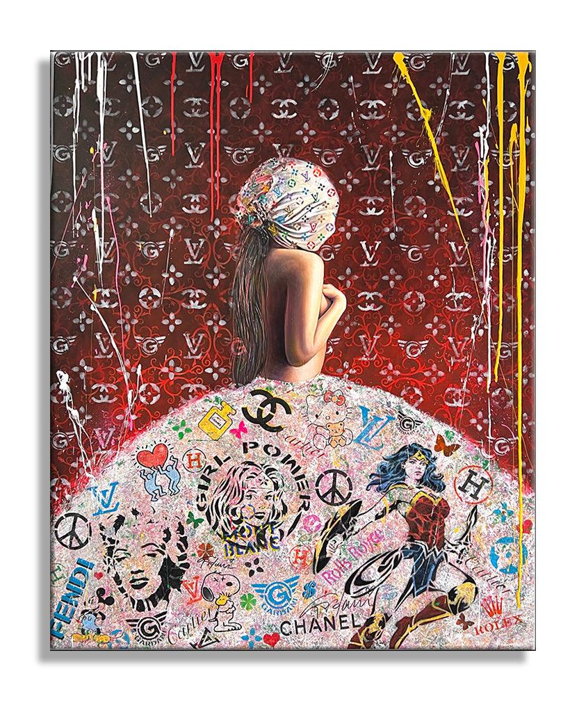 Cartier Audrey Marilyn Kate - Peinture Originale sur Toile PopArt 