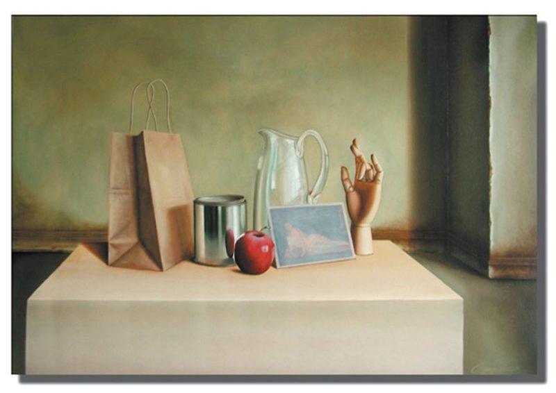 Hand and Apple - Original Painting on Canvas