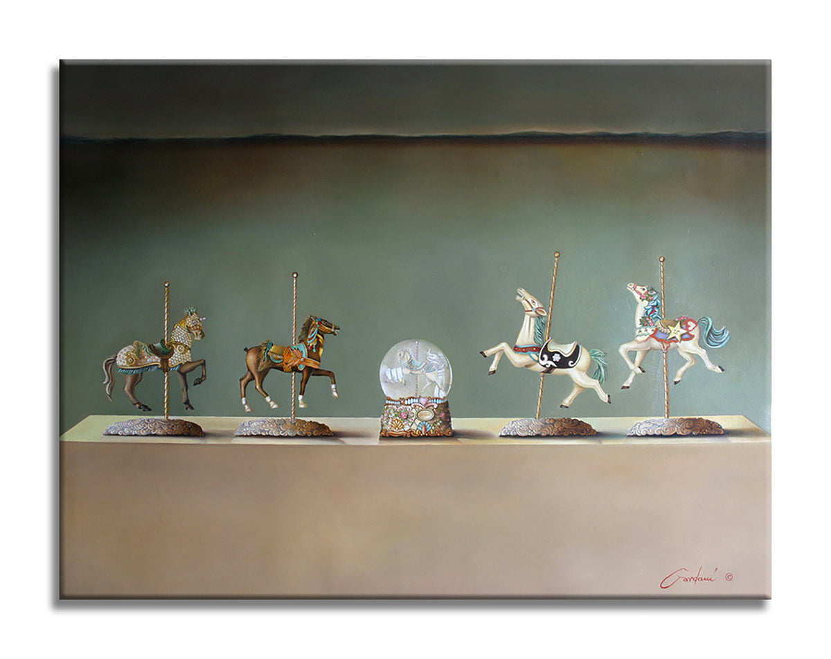 Happiest Carousel - Original Painting on canvas, Realism Art