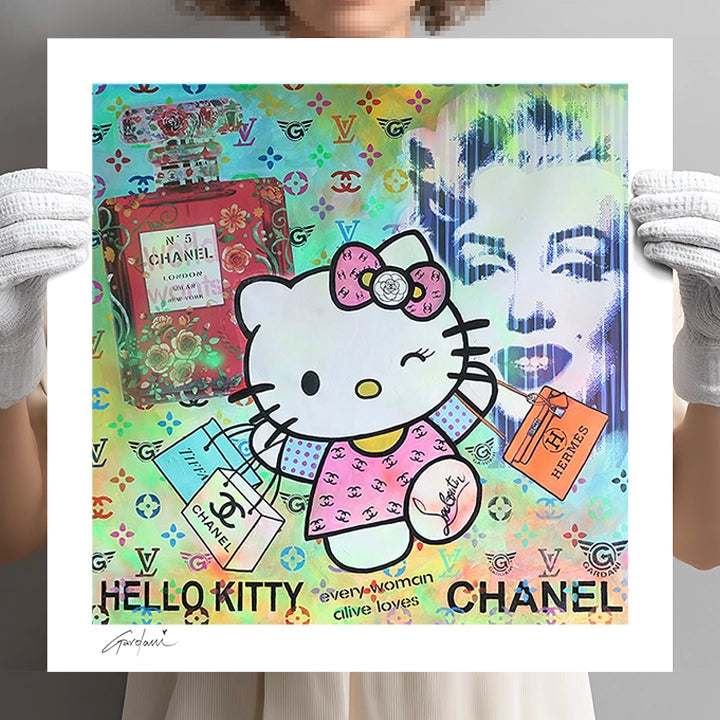 Hello Kitty Chanel - Giclee Print on Canvas or Paper
