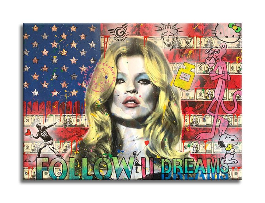 Kate Moss Croyez en vous-même - Peinture originale sur toile