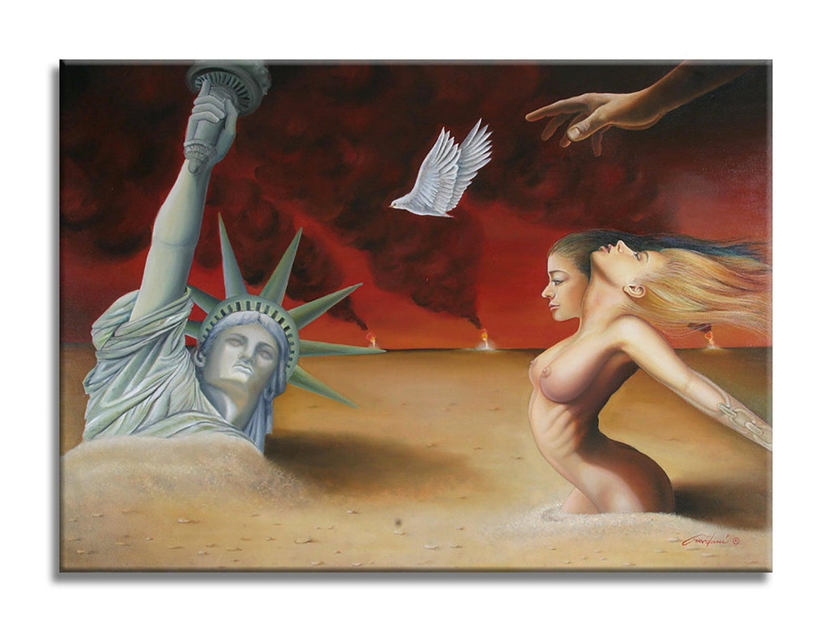 Liberty & Peace - Original Painting on canvas, Realism Art