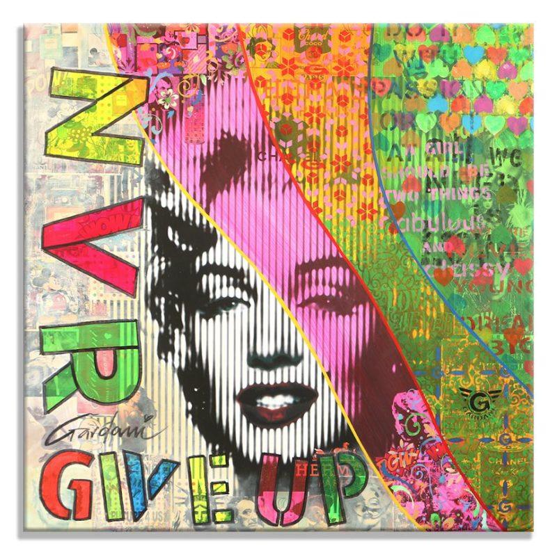 Marilyn Monroe Nvr Give Up - Original Painting on canvas