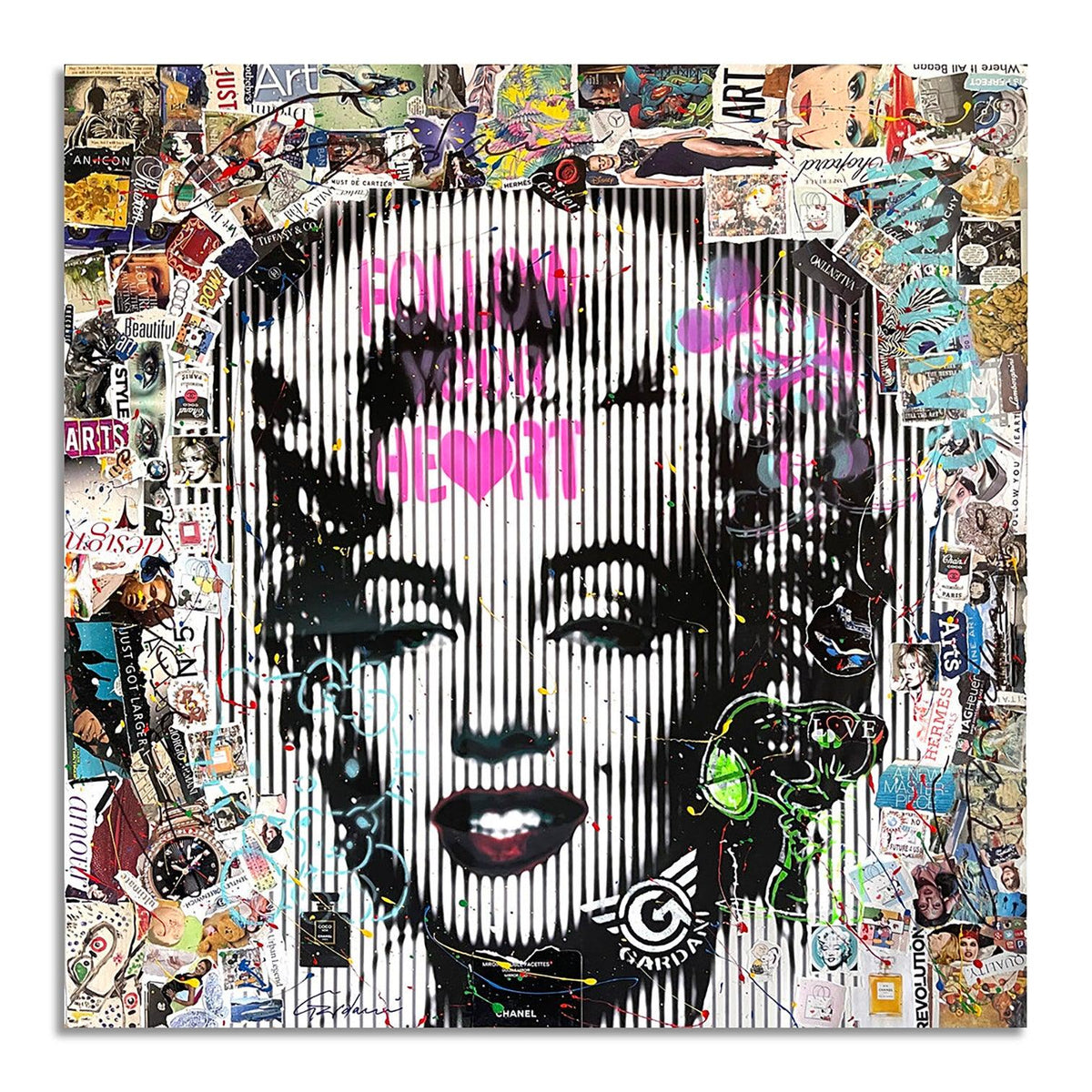 Marilyn Heart - Pintura original en papel de bellas artes (300 g/m²)