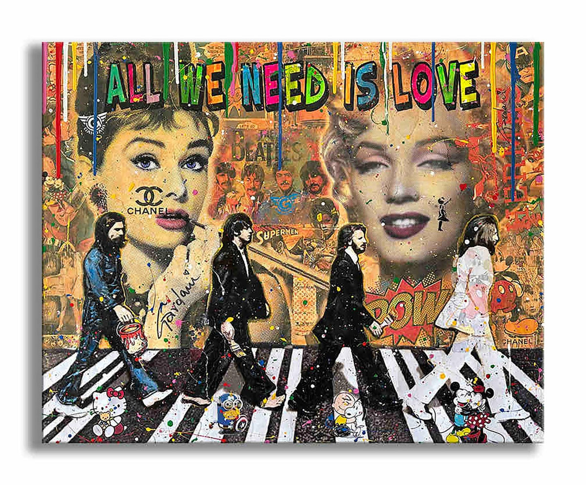 Marilyn Audrey Beatles - Peinture Originale sur Toile