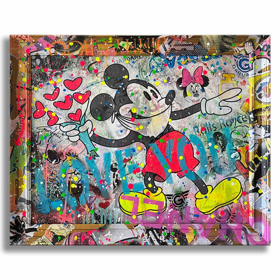 Mickey t'aime encore plus - Peinture originale sur toile