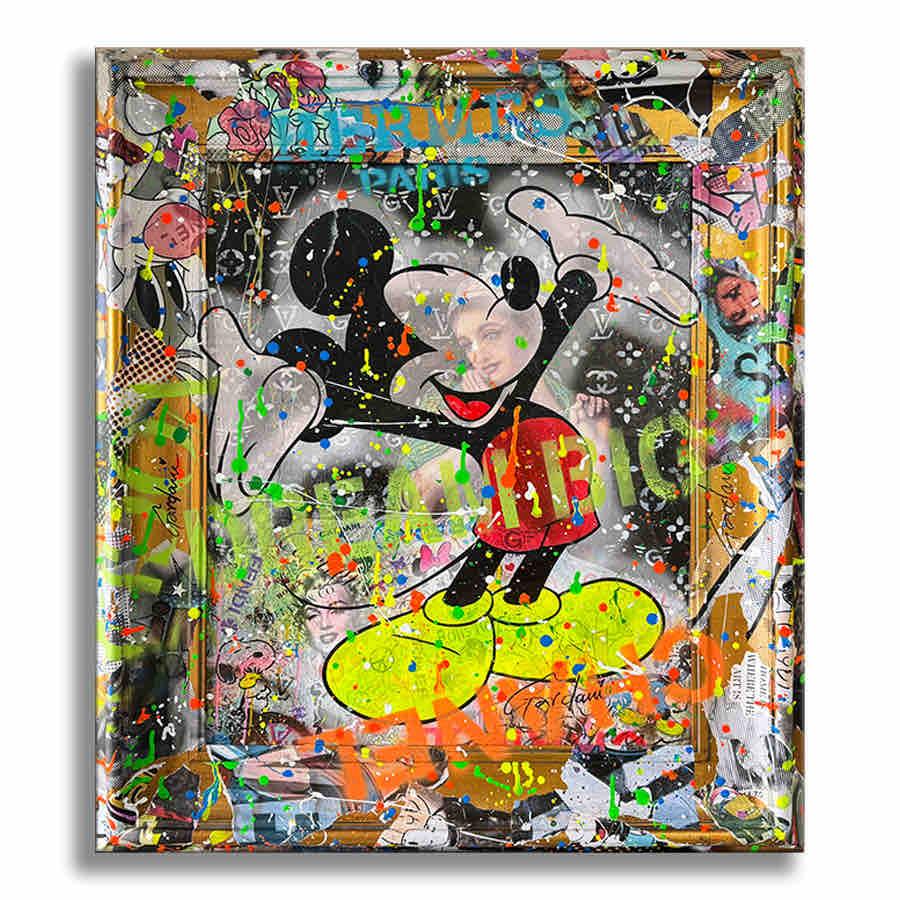 Mickey t'aime encore plus - Peinture originale sur toile