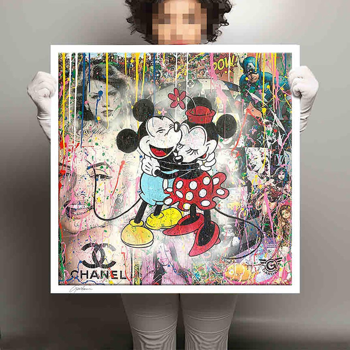 Mickey Hug in Paris - Giclee Print on Canvas or Paper