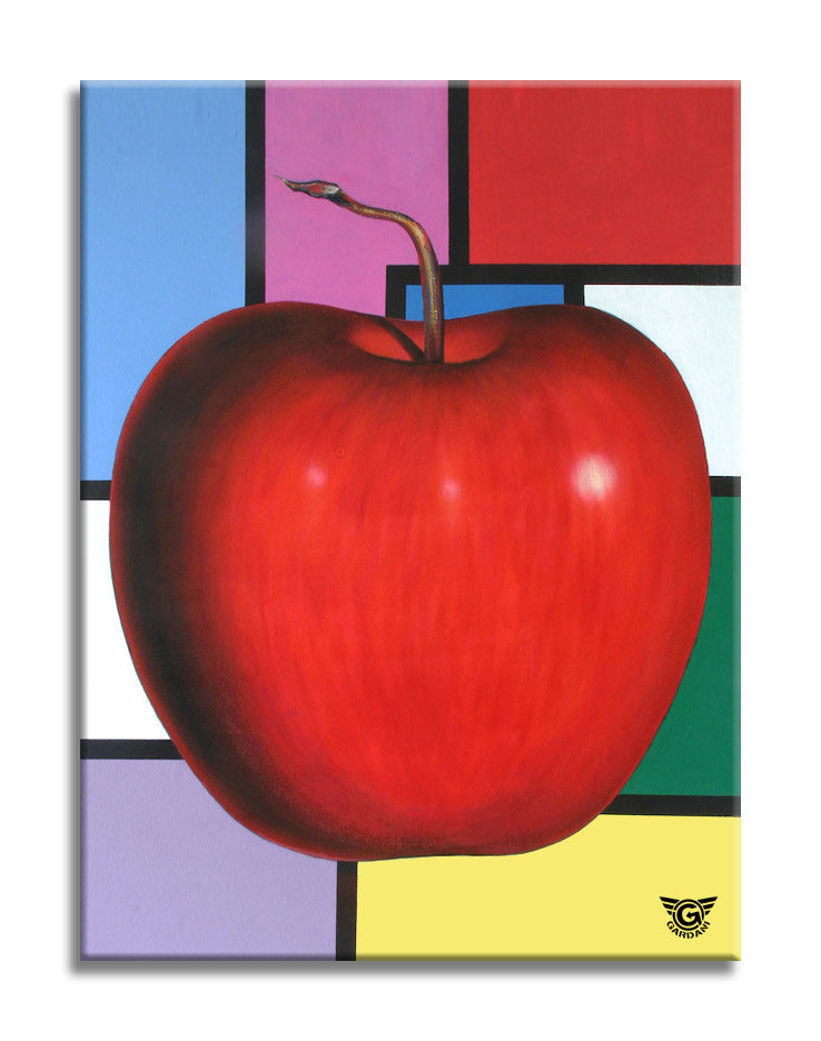 Modrian Apple - Original Painting on Canvas