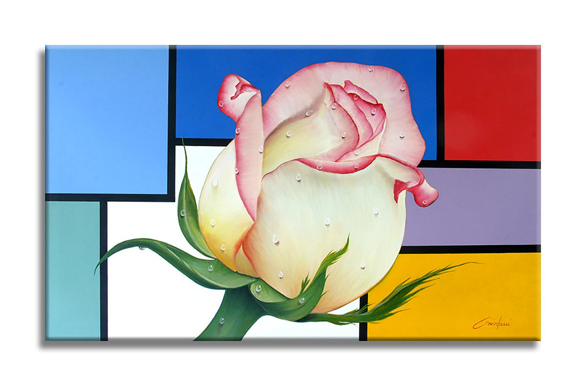 Fleur de Modrian - Peinture originale sur toile