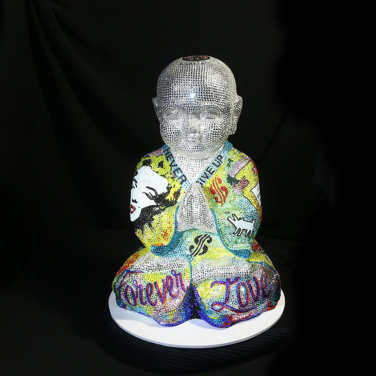 Never Give Up Buddha - side 1 - Original Swarovski Sculpture