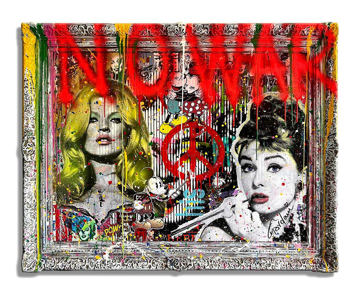 Give Peace - Peinture Originale sur Toile PopArt 