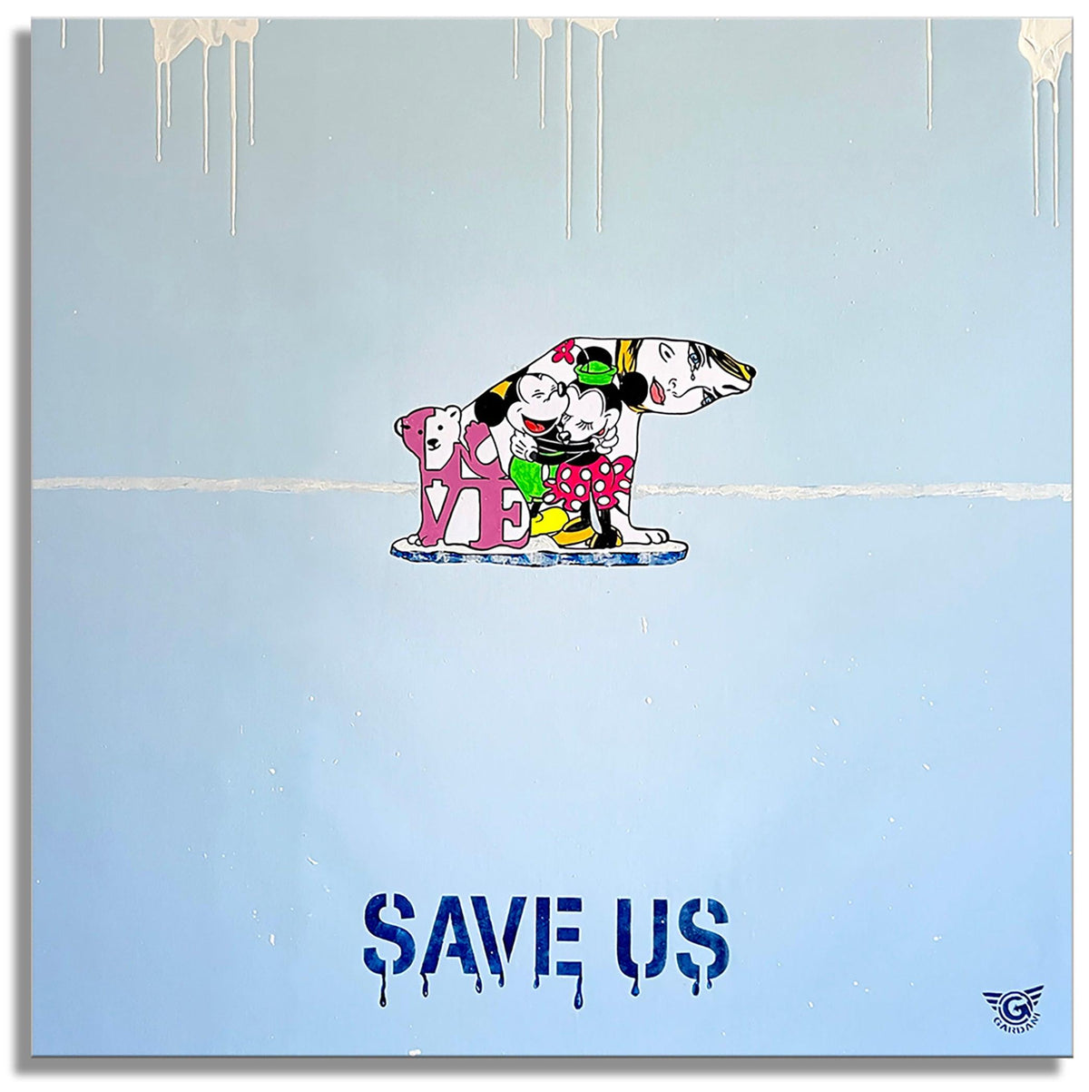 Snoopy Hug Reconnaissance Bonté - Peinture Originale sur Toile