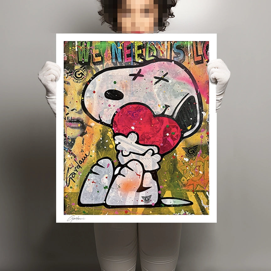 Sending Love Snoopy - Giclee Print on Canvas or Paper