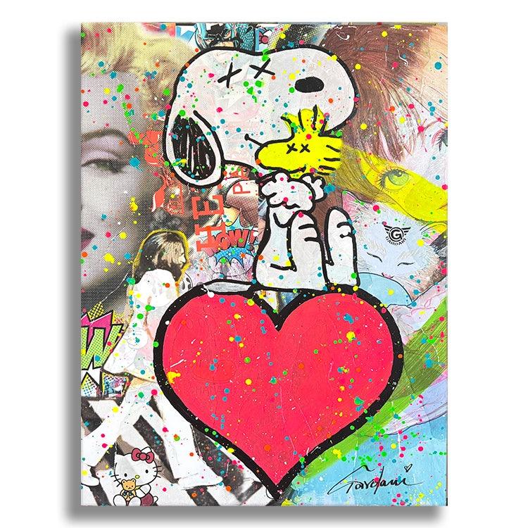 Snoopy Hug your heart - Original Painting on canvas