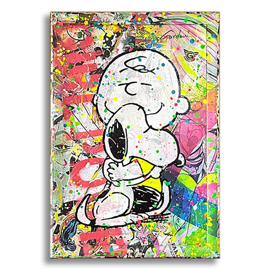 Snoopy, amigos verdaderos - Pintura original sobre lienzo