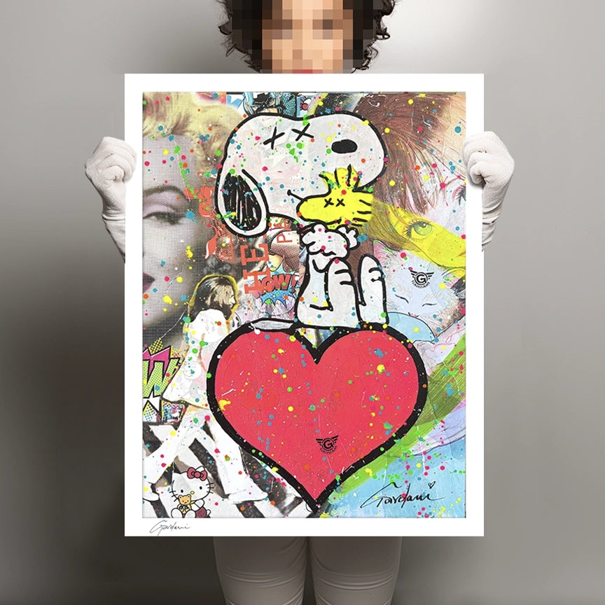 Snoopy Hug your heart - Giclee Print on Canvas or Paper