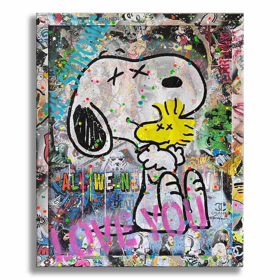 Snoopy, toujours amis - Peinture originale sur toile