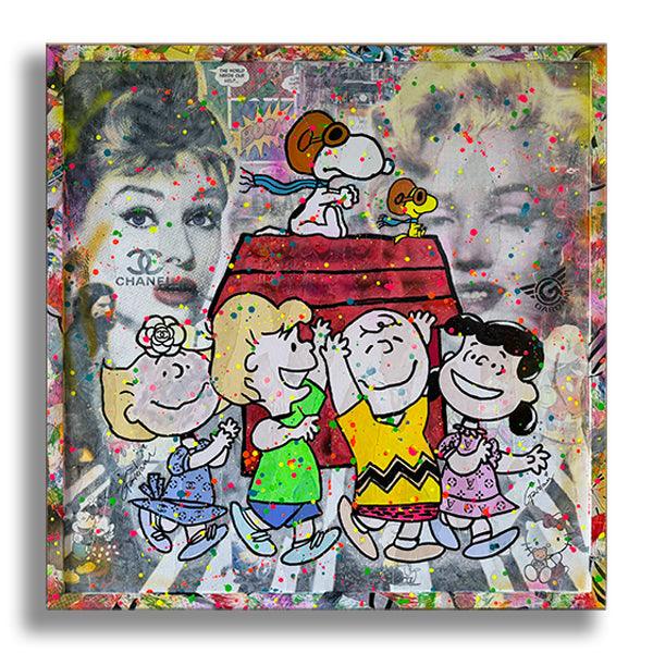 Snoopy, toujours amis - Peinture originale sur toile