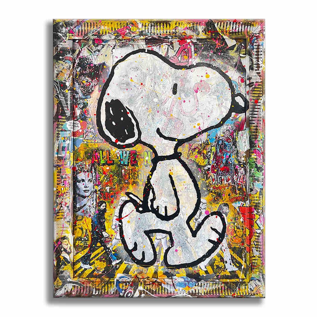 Snoopy Conducteur prudent - Peinture originale sur toile