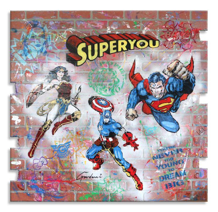 Super You - Original Painting on Fiberglass Brick Wall Panel