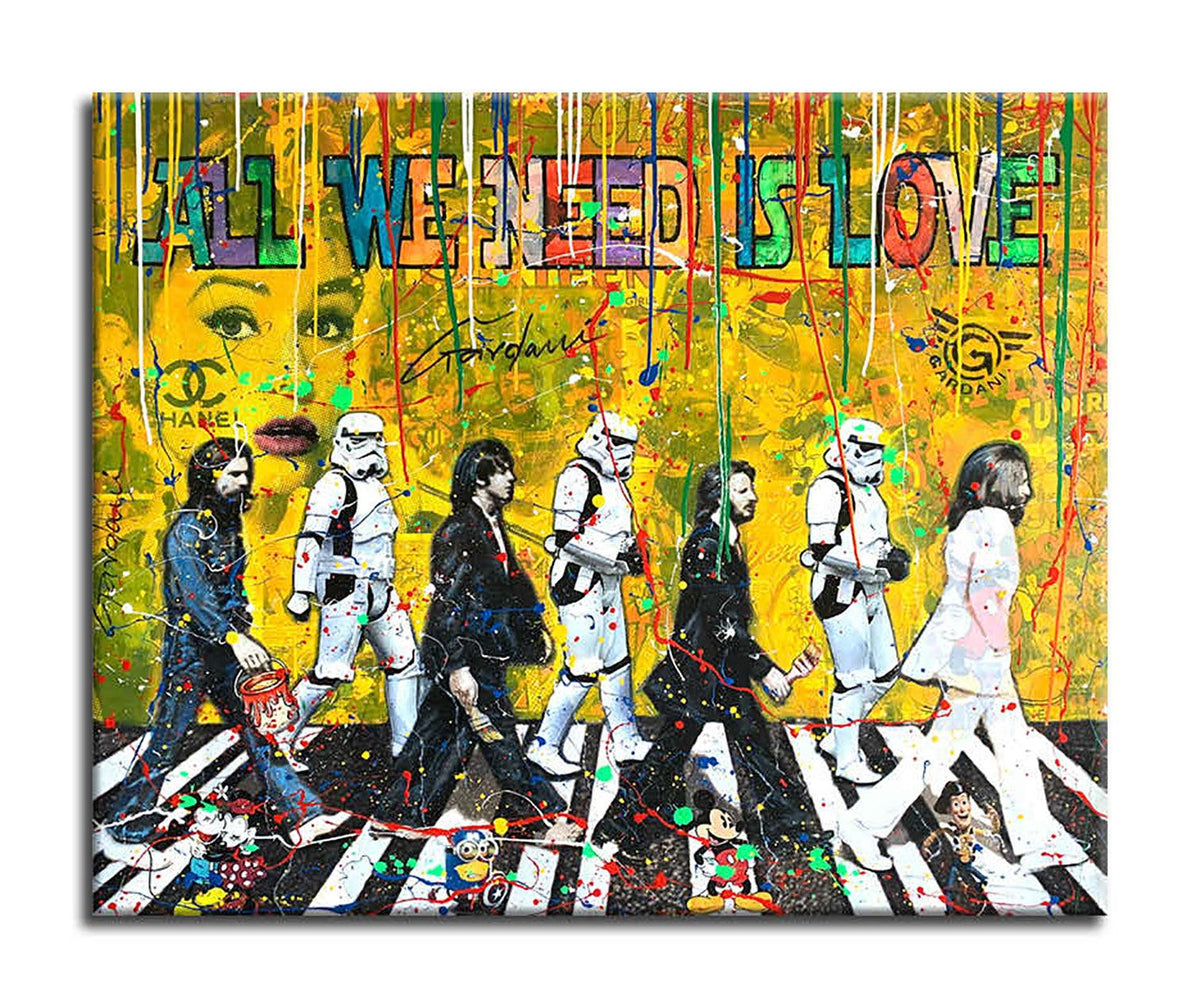 Beatles All we need - Pintura original sobre lienzo