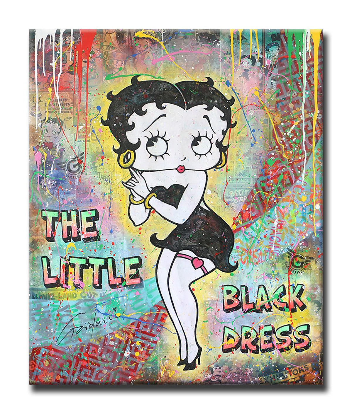 El pequeño vestido negro de Betty Boop - Pintura original sobre lienzo 