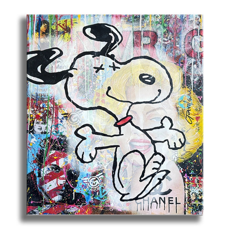 Snoopy siempre será amigo - Pintura original sobre lienzo