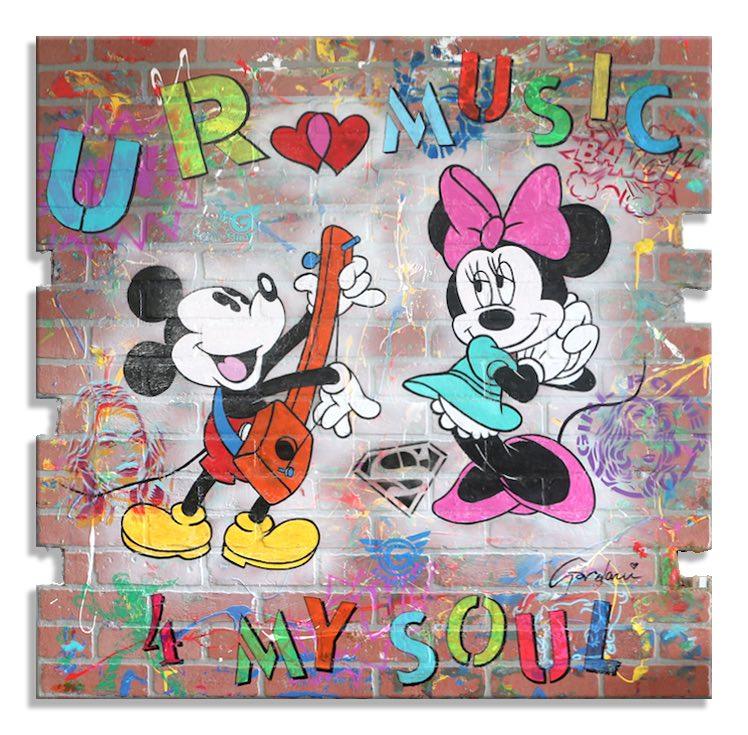 UR Music - Pintura original sobre panel de pared de ladrillo de fibra de vidrio