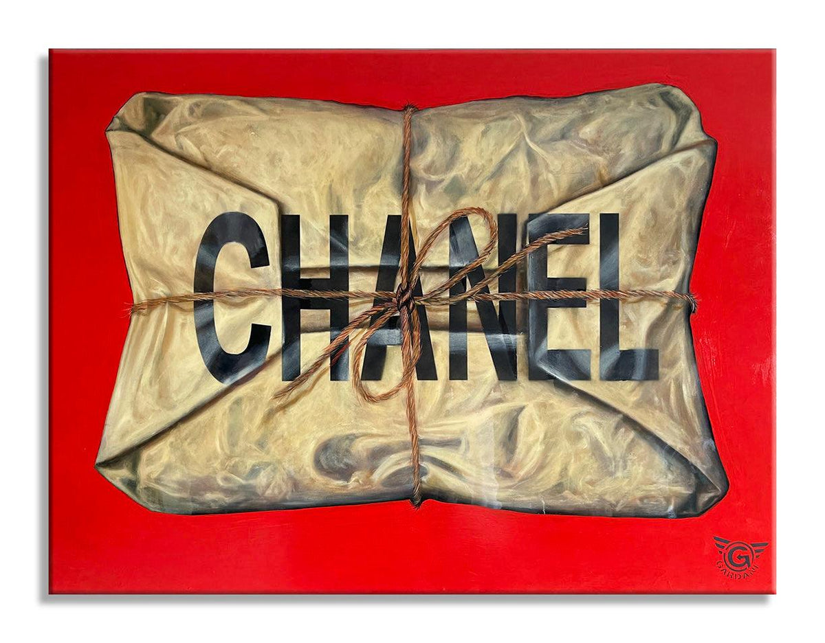 Enveloppé avec Chanel - Peinture originale sur toile 