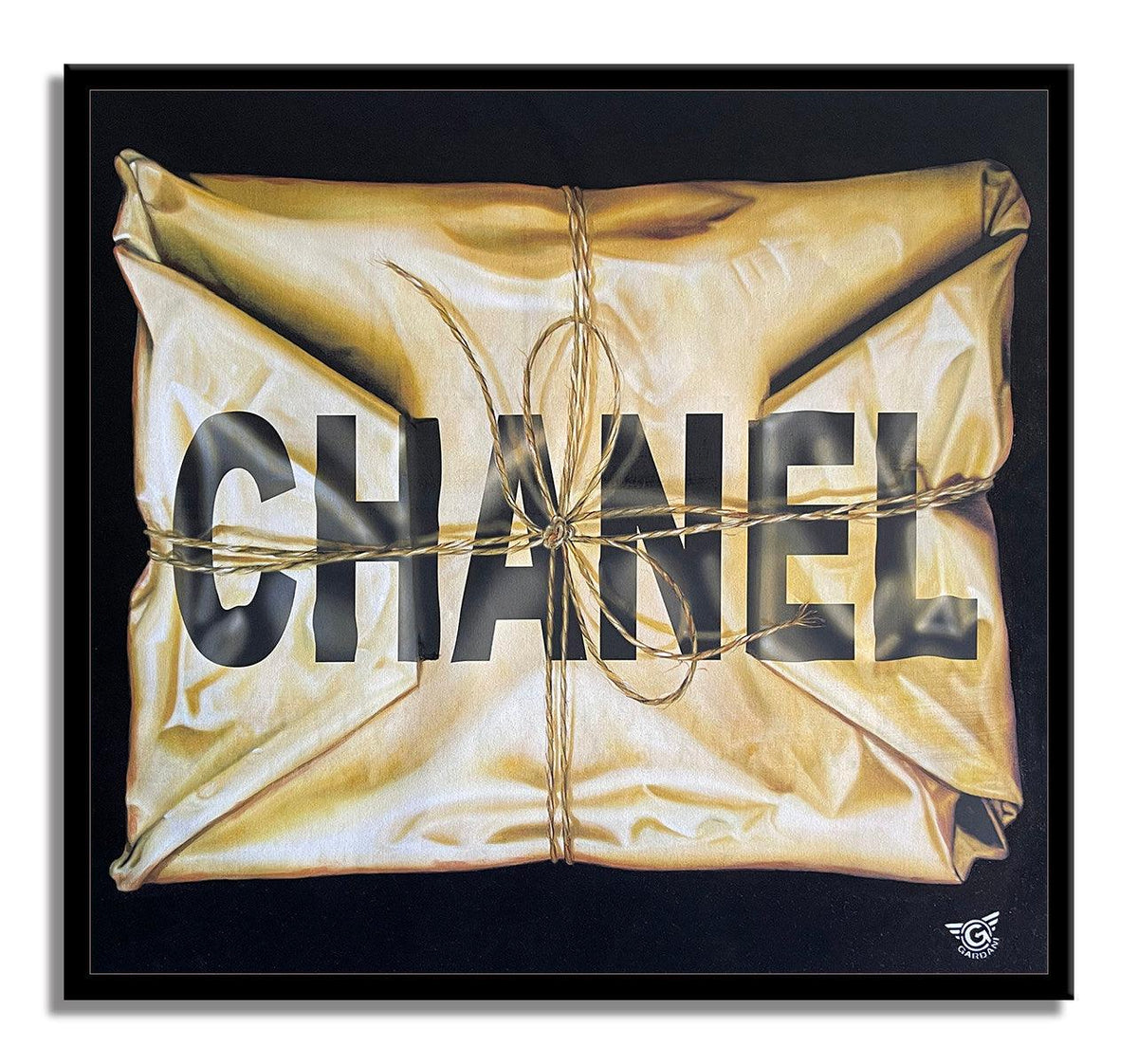 Envuelto con Chanel negro - Pintura original sobre lienzo 