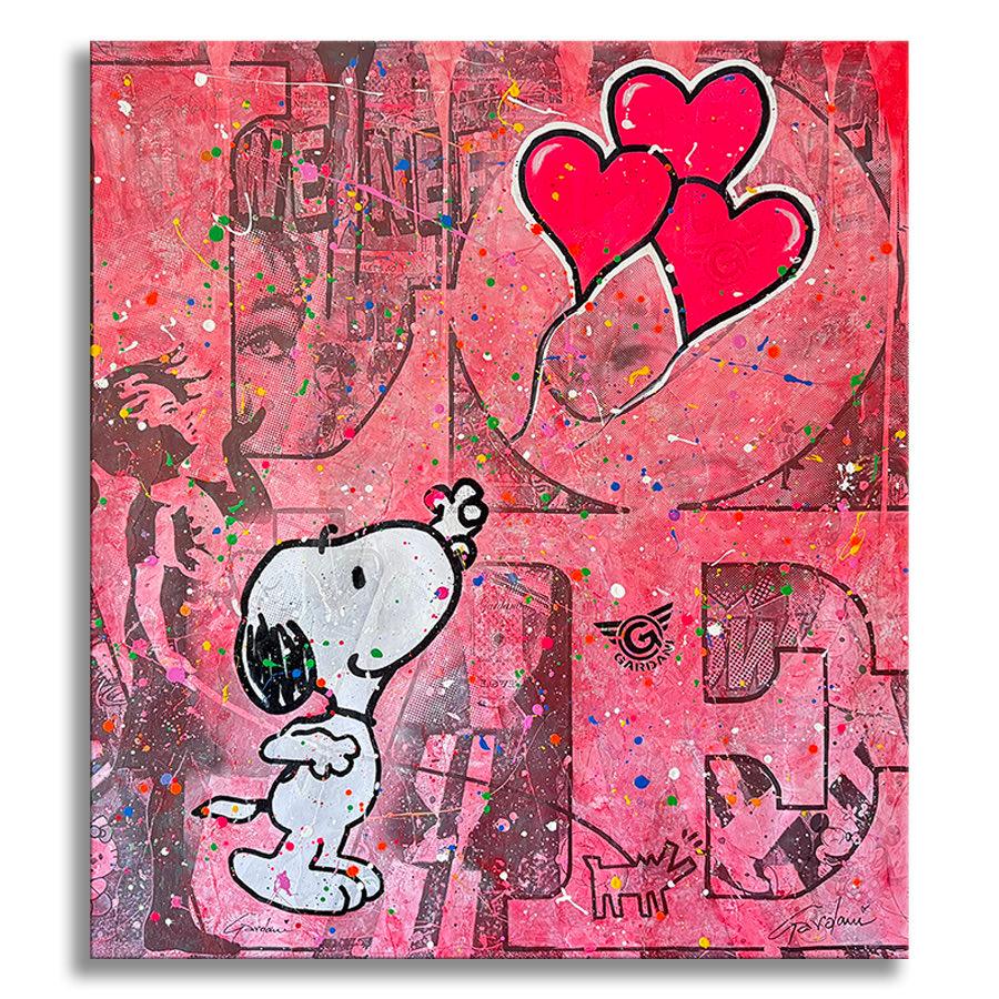 Tu me rends heureux Snoopy - Peinture originale sur toile